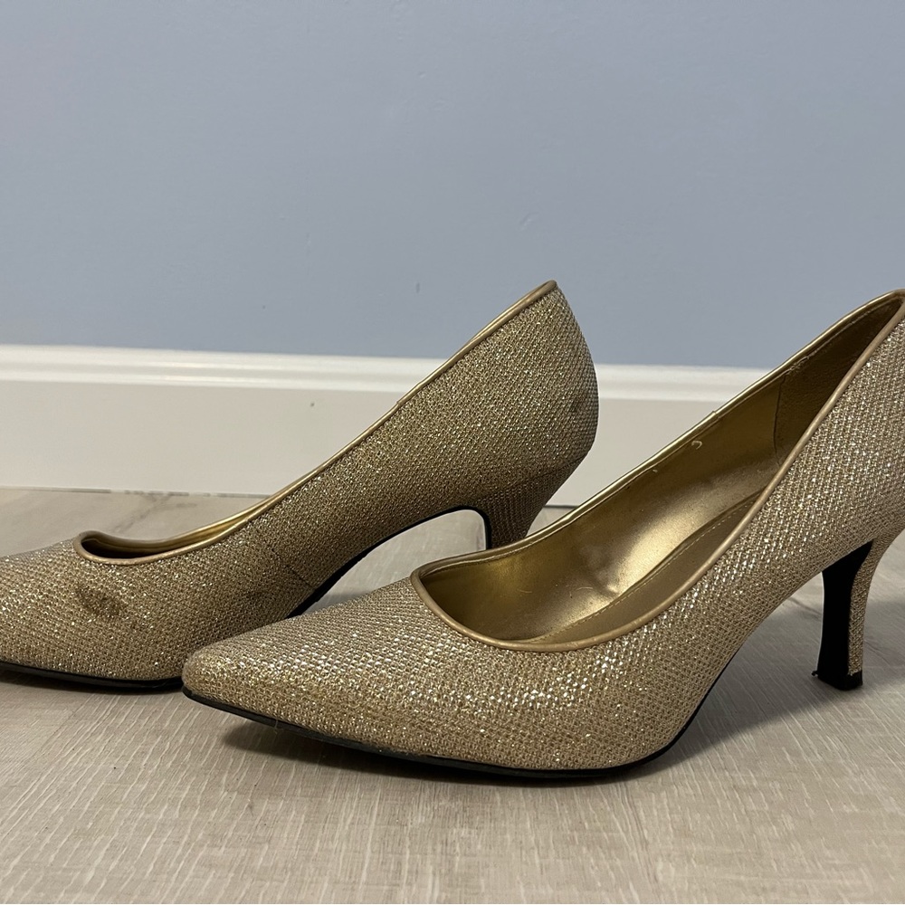 Fioni Night Silver Glitter Heels for Women - Size 9.5
